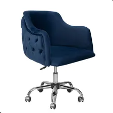 Cadeira Poltrona Escrit贸rio Office Regulagem Zaya Rodinhas Cor Veludo Azul Marinho Foto mini 1