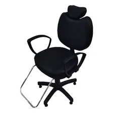 Cadeira Poltrona Para Salão Cabeleireiro Barbeiro Preto Foto  mini 1