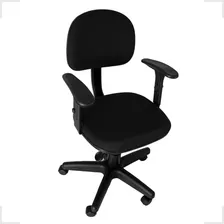 Cadeira Secretária Giratória C/ Braço Regulável Cor Preto Foto mini 4