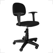 Cadeira Secretária Giratória C/ Braço Regulável Cor Preto Foto  mini 1