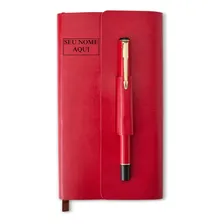 Caderneta Caderno Anotação Com Caneta Personalizado Presente Cor Vermelho Foto mini 1