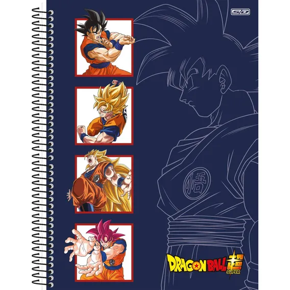 Caderno 10 Matérias Dragon Ball Goku Super Saiyajin Escolar Foto 1