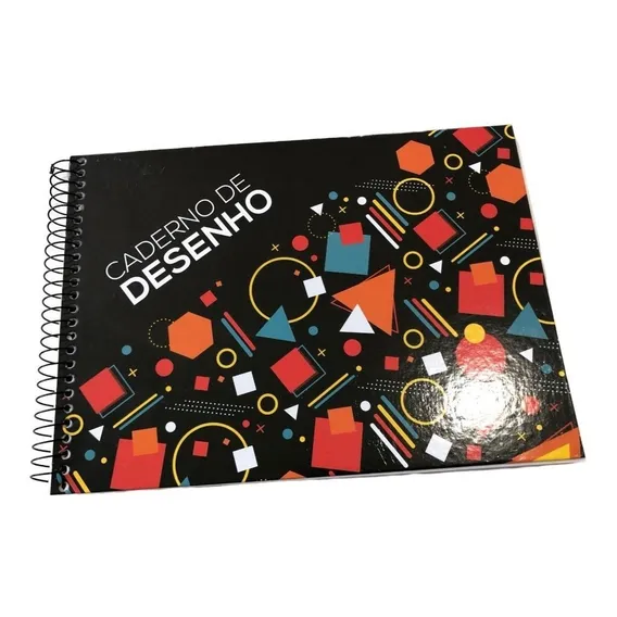 Caderno Desenho 96 Folhas Cartografia Papelaria Escolar Cor Caderno desenho cartografia deitado Foto 1
