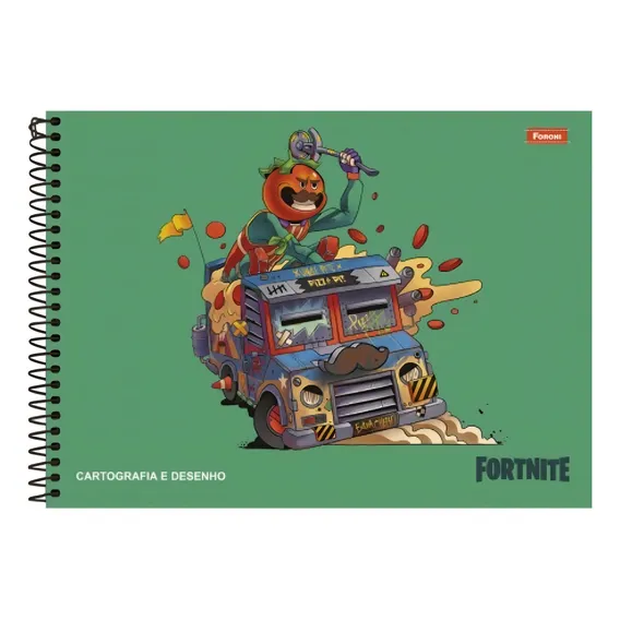 Caderno Espiral Cartografia Foroni 80 Folhas Fortnite Foto 1