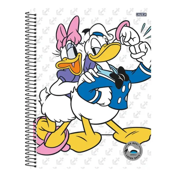 Caderno Pato Donald 10 Materias Espiral Pautado 160fls Cor Branco Foto 1