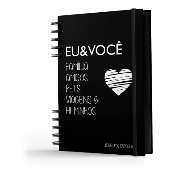 Caderno Scrapbook - Livro Assinatura Folhas Pretas - Eu & Vc Foto 1
