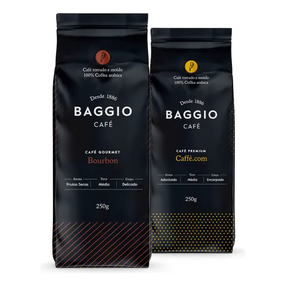 Café Em Pó Baggio, 2 Pacotes, 500g, Café Gourmet Arábica. Foto 1