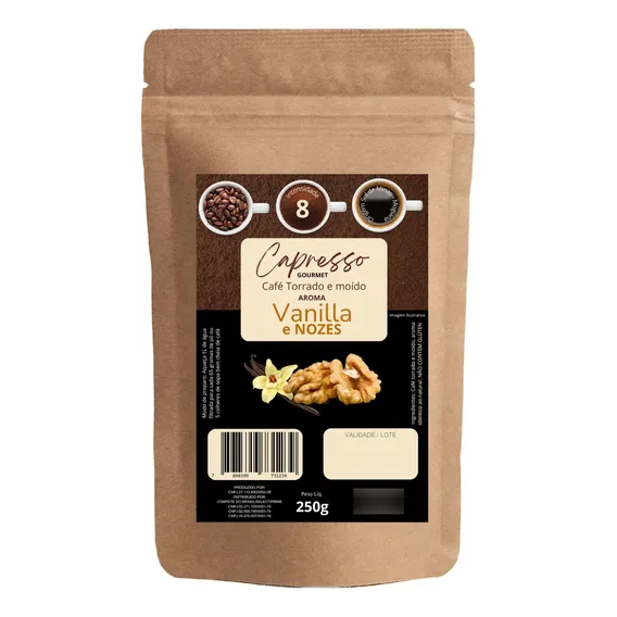 Café Gourmet Torrado Moído Aroma Vanilla Nozes Capresso 250g Foto 1