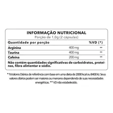 Cafeína 200mg Taurina Arginina 400mg Termogênico 60 Cápsulas Sabor Sem sabor Foto mini 3