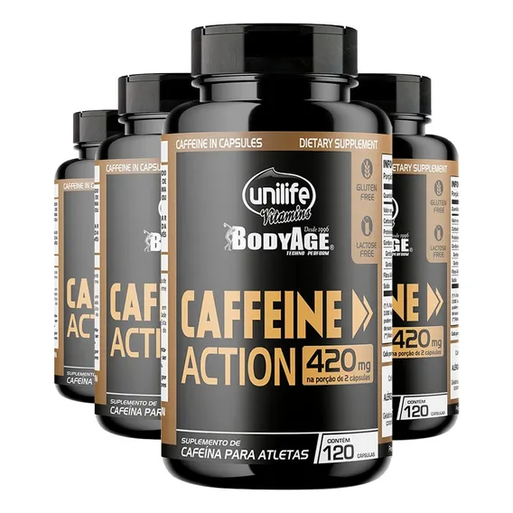 Cafeína Caffeine Action 420mg Unilife 120 Cápsulas 4un Foto 1