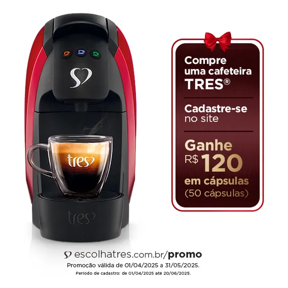 Cafeteira Espresso Luna Vermelha 127V - TRES 3 Corações Foto 1
