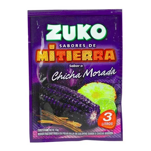 Caixa 12 Suco Zuko Peruano Po Chicha Morada Milho Roxo 15g Foto 1