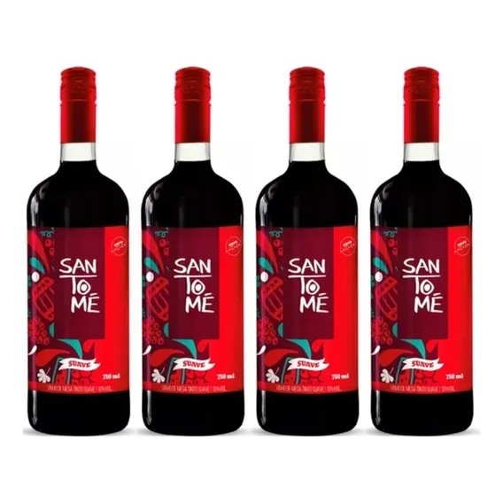 Caixa 4 Vinho Tinto Suave Santomé De Mesa 750ml Garrafa Foto 1