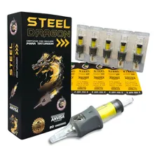 Caixa Agulha Cartucho Premium Tattoo Pen Steel Dragon 20un Foto mini 1