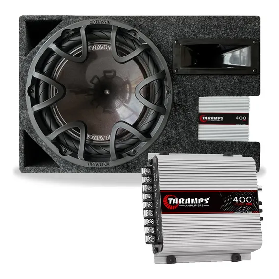 Caixa Amplificada 370w Subwoofer 12 Bravox + M贸dulo Taramps Foto 1