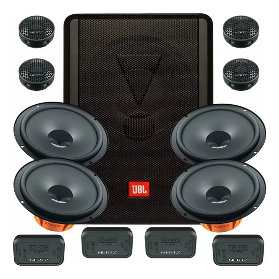 Caixa Ativa Amplificada Subwoofer Jbl Sw8a-ms 200W 2x100W + 04 Altos Falantes Hertz Dsk165 160W cada Par Kit Duas Vias 4 Ohms Foto 1