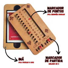 Caixa Baralho Madeira Mdf Com Marcador Truco Truqueira Porta Dorso Marrom/natural Foto mini 2