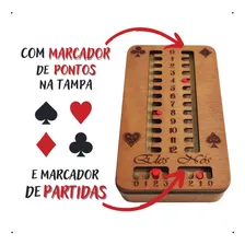 Caixa Baralho Madeira Mdf Com Marcador Truco Truqueira Porta Dorso Marrom/natural Foto mini 3