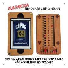 Caixa Baralho Madeira Mdf Com Marcador Truco Truqueira Porta Dorso Marrom/natural Foto mini 4