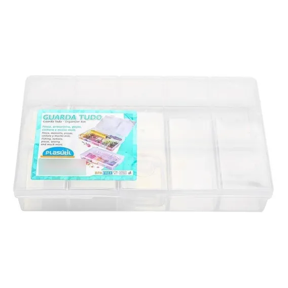 Caixa Box Guarda Tudo Com 7 Divisórias Transparente Médio Foto 1