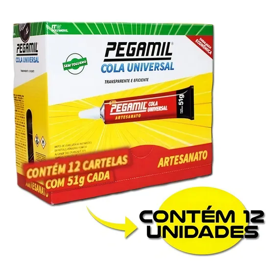 Caixa C/ 12 Un Cola Pegamil Universal 51g Artesanato Foto 1