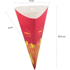 Caixa Caixinhas Embalagem Cone Batata Fritas P 100 Pçs Cor Vermelho Foto mini 2