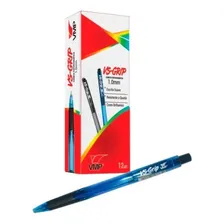 Caixa Caneta Esferografica Suave Retratil Média Plástico 12u Exterior Azul Foto mini 1