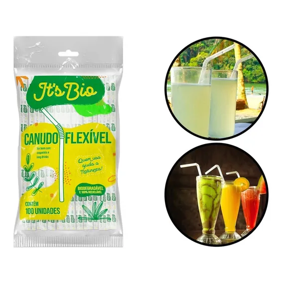 Caixa Canudo Bio Flexível Para Bebidas Drinks 21cm 3.000 Und Cor Cristal/transparente Foto 1