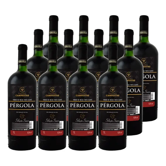 Caixa Com 12 Vinho Tinto Mesa Suave Seleção Pergola 1 Litro Foto 1