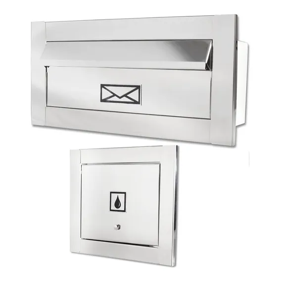 Caixa Correio Carta Inox Cores + Visor Água Ou Luz Cor Caixa Inox + Visor Água Foto 1