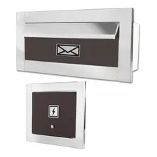 Caixa Correio Carta Inox Cores + Visor Água Ou Luz Cor Caixa Marrom + Visor Luz Foto  mini 1