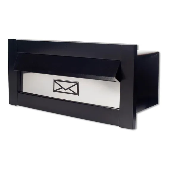 Caixa Correio Edge Frente Inox Preto Fosco 17 Cm Prof Foto 1