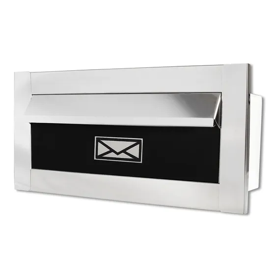 Caixa Correio Frente Inox Branca Preta Carta 30 Cm Profundid Cor Preto Foto 1