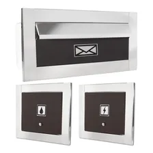 Caixa Correio Inox 30 Cm Prof + Visor Agua + Luz Marrom Inox Cor Caixa Correio Marrom Foto  mini 1