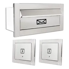 Caixa Correio Inox Escovado Carta 30 Cm Prof + 2 Visor Luz Foto  mini 1