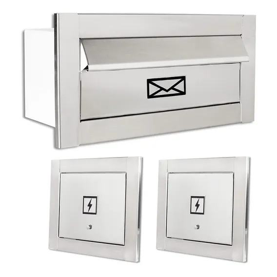Caixa Correio Inox Escovado Carta 30 Cm Prof + 2 Visor Luz Foto 1