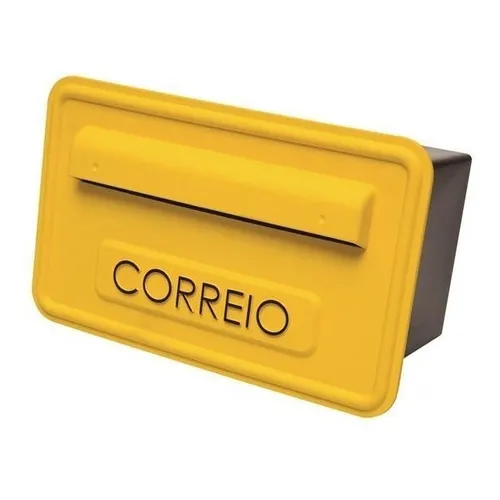 Caixa Correio Plástica Residencial Para Muro Ou Grade Cor Amarelo Foto 1