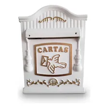 Caixa Correio Pvc Branco/ouro N26p Grade Ou Embutir Foto mini 1
