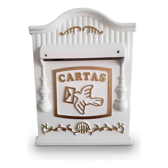 Caixa Correio Pvc Branco/ouro N26p Grade Ou Embutir Foto 1