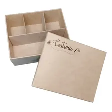 Caixa Costura Porta Linhas Grande Tesoura E Agulha Em Mdf Foto mini 1