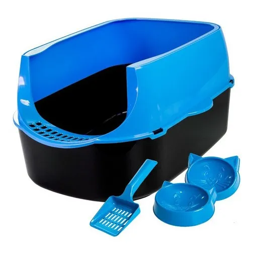 Caixa De Areia Banheiro Gato Sanitário Furba Sandbox Azul Foto 1