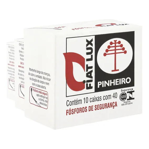 Caixa de F贸sforo pequena Fiat Lux Pinheiro 3 ma莽os com 10 caixinhas de f贸sforo cada Foto 1