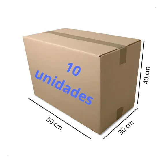 Caixa de Papelão Grande Papelão Ondulado Duplex kit com 10 unidades 50cm x 30cm x 40cm Foto 1