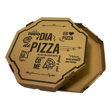 Caixa De Pizza Papelão Montável Oitavada 45cm Estampada C/25 Cor Marrom Foto mini  2