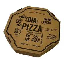 Caixa De Pizza Papelão Montável Oitavada 45cm Estampada C/25 Cor Marrom Foto  mini 1