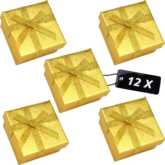 Caixa de presente Silverk Caixinha Porta J贸ias dourado com design lisa - kit x 12 unidades Foto 1