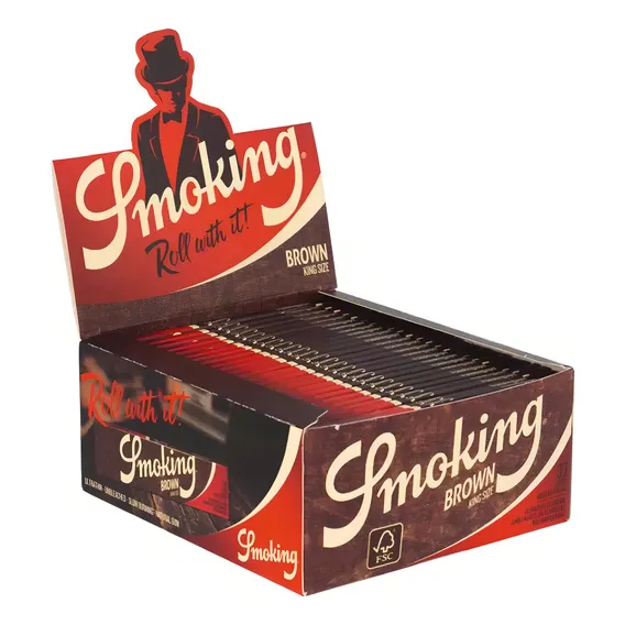 Caixa de Seda Smoking Brown King Size - 50 livretos - Smoking Foto 1