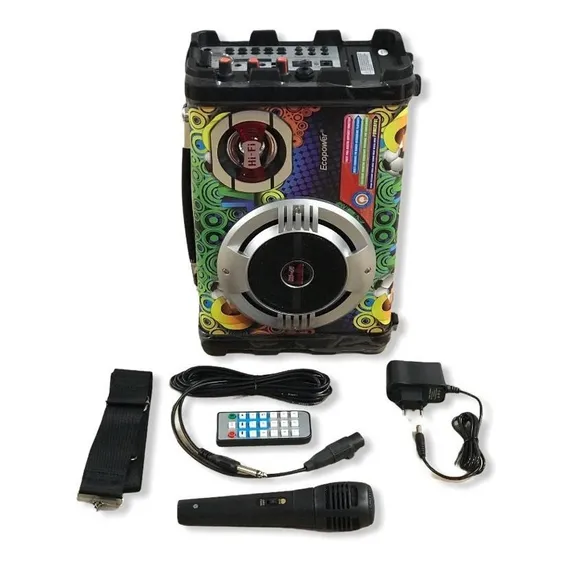 Caixa De Som Ecopower Karaoke Bluetooth E Mp3 - Ep-2220 Cor Colorido 110V/220V Foto 1