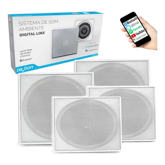 Caixa De Som Embutir Bluetooth 3 Passivas Teto Quadrada Cor Branco Foto 1