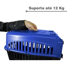 Caixa De Transporte Alça Porta Gatos Coelhos Azul/preta N2 Foto mini 3